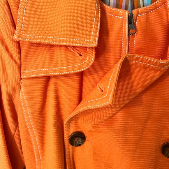 MAX D&G ORANGE COTTON TRENCH COAT SIZE MEDIUM WITH DETACHABLE BIB - Picture 8 of 14